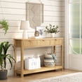 thumbnail image 1 of 47" Fluted Console Table with 3 Storage Drawers, Narrow Entryway Table, Wood Sofa Couch Table for Living Room Entrance, 1 of 8