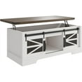 thumbnail image 1 of 47.2" Farmhouse Lift Top Coffee Table with Storage Sliding Barn Door & Large Hidden Compartment, Rustic Coffee Table with Lifting Top Storage Coffee Table for Living Room, 1 of 7