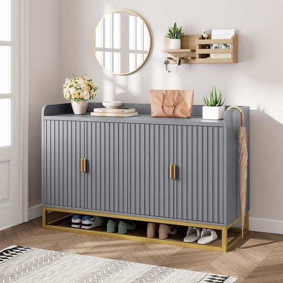 47.2" Fluted Sideboard with Storage, Modern Media Console Buffet Cabinet with Doors for Living Room, Kitchen, Entryway