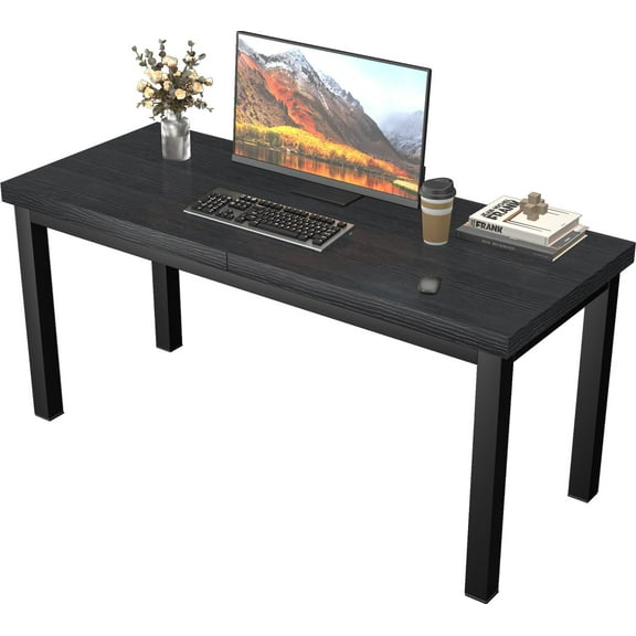 47.2 Inch Cute Computer Desk, Gaming Computer Desk with A Modern Design, Office Computer Desk at Home, Perfect for Office Work, Gaming, Studying, and Writing, Etc., Black.