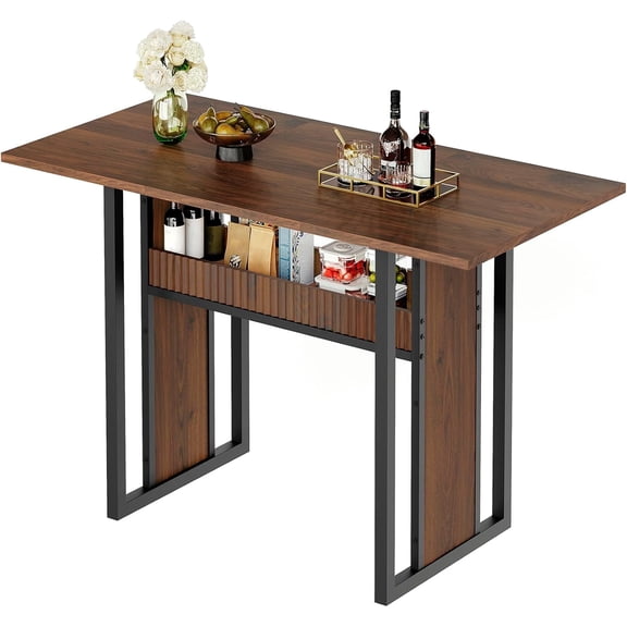 47.2 Inch Dining Table for 4, Kitchen Table with Storage, Morden Dining Room Table, Easy Assembly