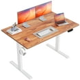 thumbnail image 1 of 47.2 Inch Electric Height Adjustable Standing Desk, Ergonomic Home Office Desk with Memory Preset, Sit to Stand Computer Desk with Hooks, Light Rustic Brown, 1 of 9