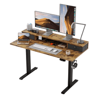 47.2 Inch Electric Standing Desk with 2 Drawers, Height Adjustable Desk with 2 Memory Keys, Ergonomic Sit-Stand Computer Desk with Hooks for Home Office, Rustic Brown