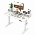thumbnail image 1 of 47.2 Inch Electric Standing Desk with Double Drawers & Stand up Desk with Storage Shelf, Height Adjustable Ergonomic Home Office Desk with Hooks, Computer Workstation for Home and Office, White, 1 of 9