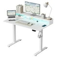 thumbnail image 1 of 47.2 Inch Electric Standing Desk with Power Outlet and LED Light Strip, Height Adjustable Sit-Stand Desk with Storage Shelf & Hooks, Ergonomic Home Office Computer Desk with Memory Buttons,White, 1 of 9