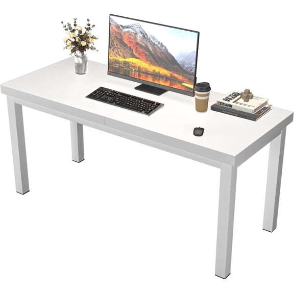 47.2 Inch Small Computer Desk, Home Office Desk, Modern Table for 2 Person Kids Student Gaming Computer Desk, Simple Office Table for Work,Craft,Writing,Studying, Etc., White