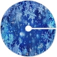 thumbnail image 1 of 47.2" Lovely Christmas Tree Skirt, Small Mini Tree Skirt Ornament with Christmas Santa Claus Elk Moon House for Party Holiday Home Christmas Decorations (Blue Glitter Snowflakes), 1 of 12