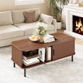 thumbnail image 1 of ROGALIS 47.2" Mid Century Modern Coffee Tables with Storage for Living Room, Rectangle Wood Center Table, Walnut, 1 of 8