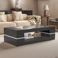 thumbnail image 1 of Hironpal 47" Modern Coffee Table with Glass Top, 2-Tier Rectangular Center Table with Storage for Living Room,Black, 1 of 8