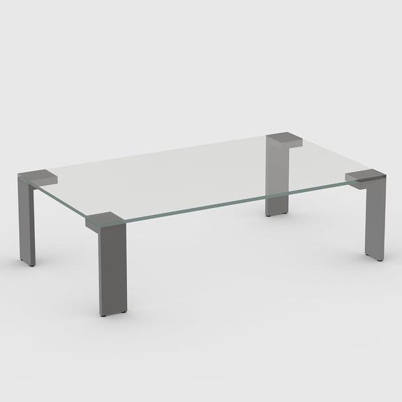 47.2" Modern Clear Glass Coffee Table, Transparent Tempered Glass Center Table with Metal Legs, Sleek Minimalist Design for Living Room, Apartment or Office