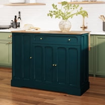 CBJCBJ 47.2" Modern Rolling Kitchen Island with Drop Leaf, Kitchen Cart with Storage, Green