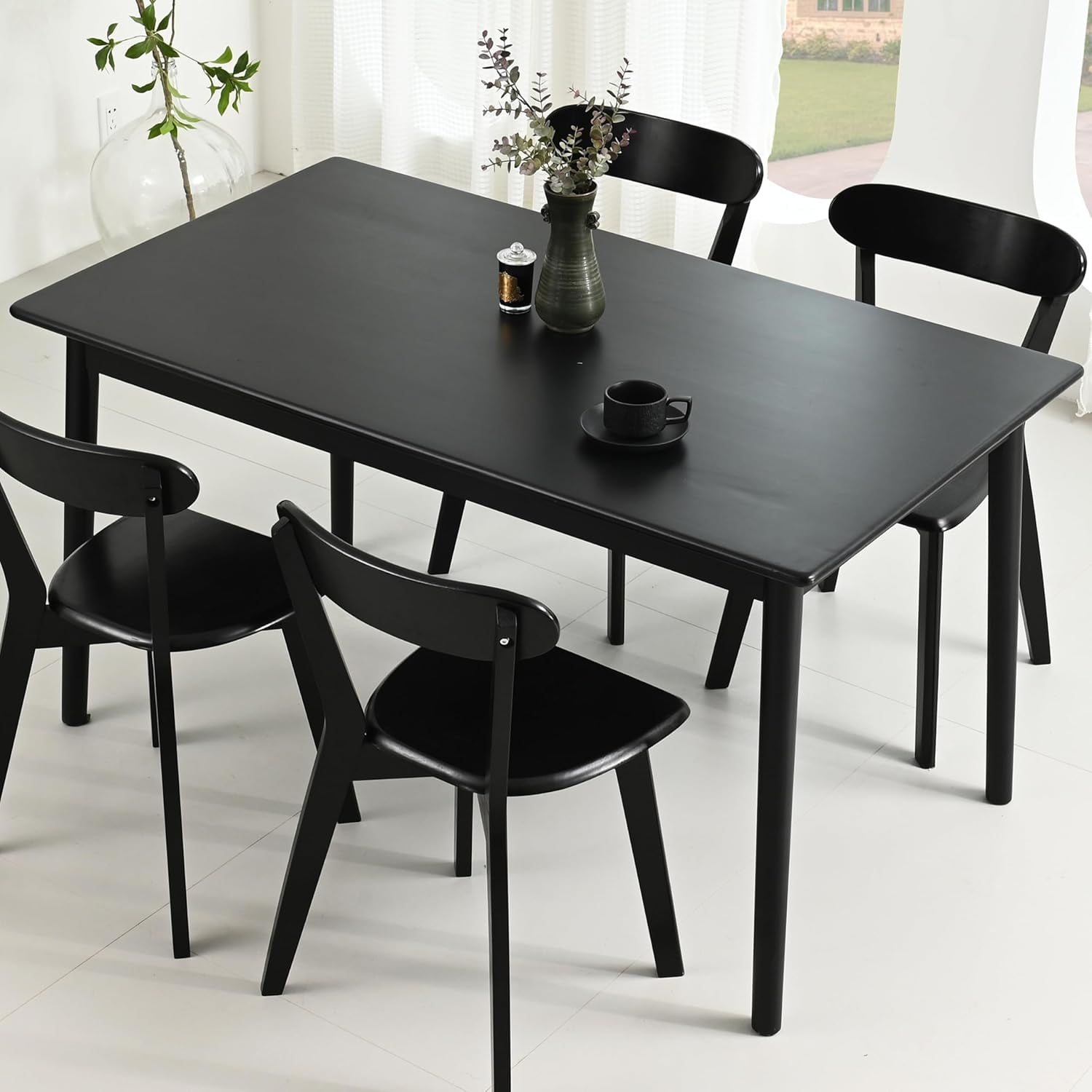 47.2" Rectangle Solid Wood Dining Table, Modern Kitchen Table, Oak ...