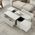 thumbnail image 1 of 47.2" Rectangular Sliding Top Coffee Table,with 2 Drawers and 2 Hidden Storage for Living Room, White Coffee Table, 1 of 9
