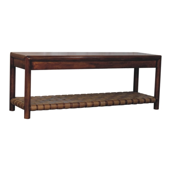 47.2" Regency Woven Mango Wood Bench – Rustic Charm Meets Modern Utility