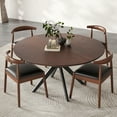 thumbnail image 1 of 47.2" Solid Wood Round Dining Kitchen Table for 4-6 People with Intersecting Pedestal Base, 1 of 8