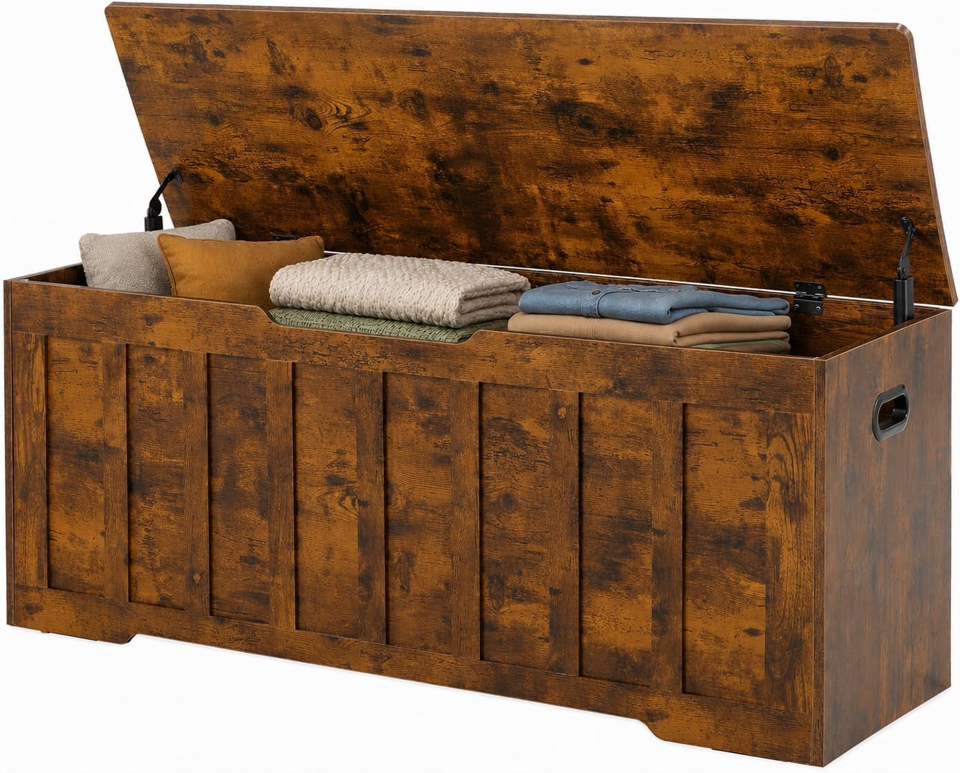 47.2" Storage Chest for Bedroom, Extra Large Wooden Storage Trunk with 2 Safety Hinges, Entryway Storage Bench, Blanket Chest and Storage Bench for Bedroom, Living Room, Hallway