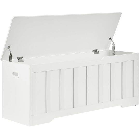 47.2" Storage Chest Extra Large,Storage Trunk with 2 Safety Hinges,Wooden Storage Bench,Shoe Bench,47.2x15.7x19.1 Inch,Easy Assembly,Storage Bench for Bedroom,Living Room,entryway(White).
