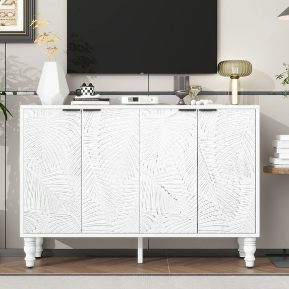 47.2'' TV Stand with Delicate Leaf Pattern and Comfort Grip Handles / For Living Room, Enhances User Experience