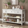 thumbnail image 1 of 47.2" Vintage Console Table - Antique White MDF, 4 Drawers & Open Shelf, 200lb Capacity, American Country Style for Entryway, Living Room, Bedroom, 1 of 11