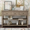 thumbnail image 1 of 47.2" Vintage Console Table - Wash Gray MDF, 4 Drawers & Open Shelf, 200lb Capacity, American Country Style for Entryway, Living Room, Bedroom, 1 of 11