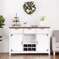 thumbnail image 1 of 47.2"W Modern Buffet Sideboard with Doors, Drawers, Wine Glass Rack & Storage(White), 1 of 7