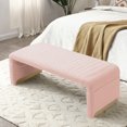 thumbnail image 1 of 47.2'' Width Ottoman Bench, Modern Upholstered Sherpa Fabric End of Bed Bench, Shoe Bench Footrest Entryway Bench Coffee Table for Living Room Bedroom, Pink, 1 of 7