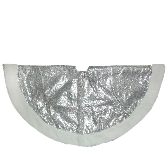 47.2" Winter's Beauty Sparkling Silver and White Christmas Tree Skirt