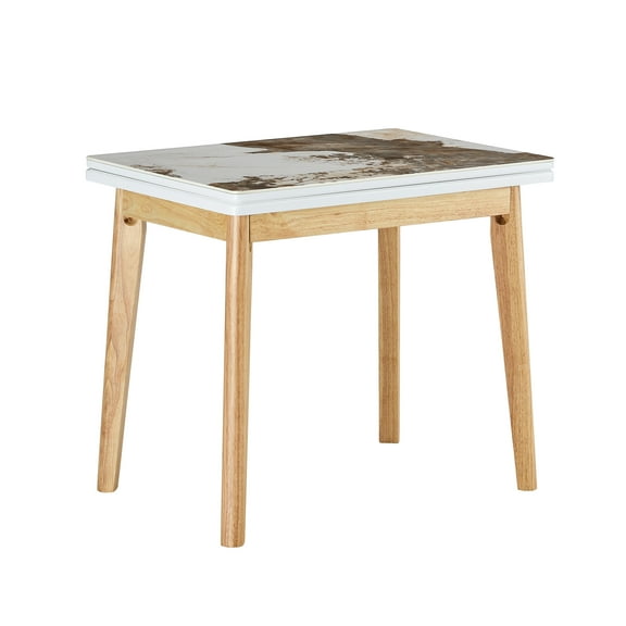 47.2" Wood Kitchen Table, Drop Leaf Dining Room Desk for Small Spaces, Small Kitchen, Expandable Folding Rectangle Table for Home, Apartment,Office, White Marbling