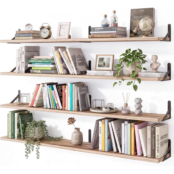 47.2 in Floating Shelves for Wall, Light Carbonized Brown Set of 4