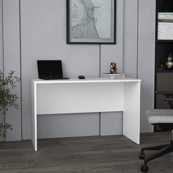 47.2-inch Wide White Laptop Desk | Used in Various Rooms | Particle Board with Sturdy Build | Solves Space Constraints