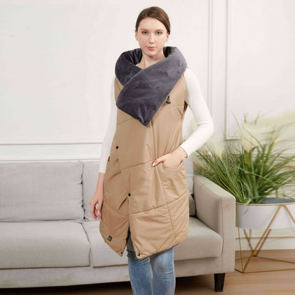 47.2 x 38.5in Blanket Wearable Covers, Heated Shawl, Warm USB Heating Shawl, Quicks Heating, Convenient to Use, Suitable for Winter Use(Brown)