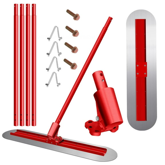 47.2"x11.8" Concrete Finishing Float Kit ,Red Aluminum Magnesium Alloy Bull Float with Round End Trowel, 4 Handles & Tilt Bracket