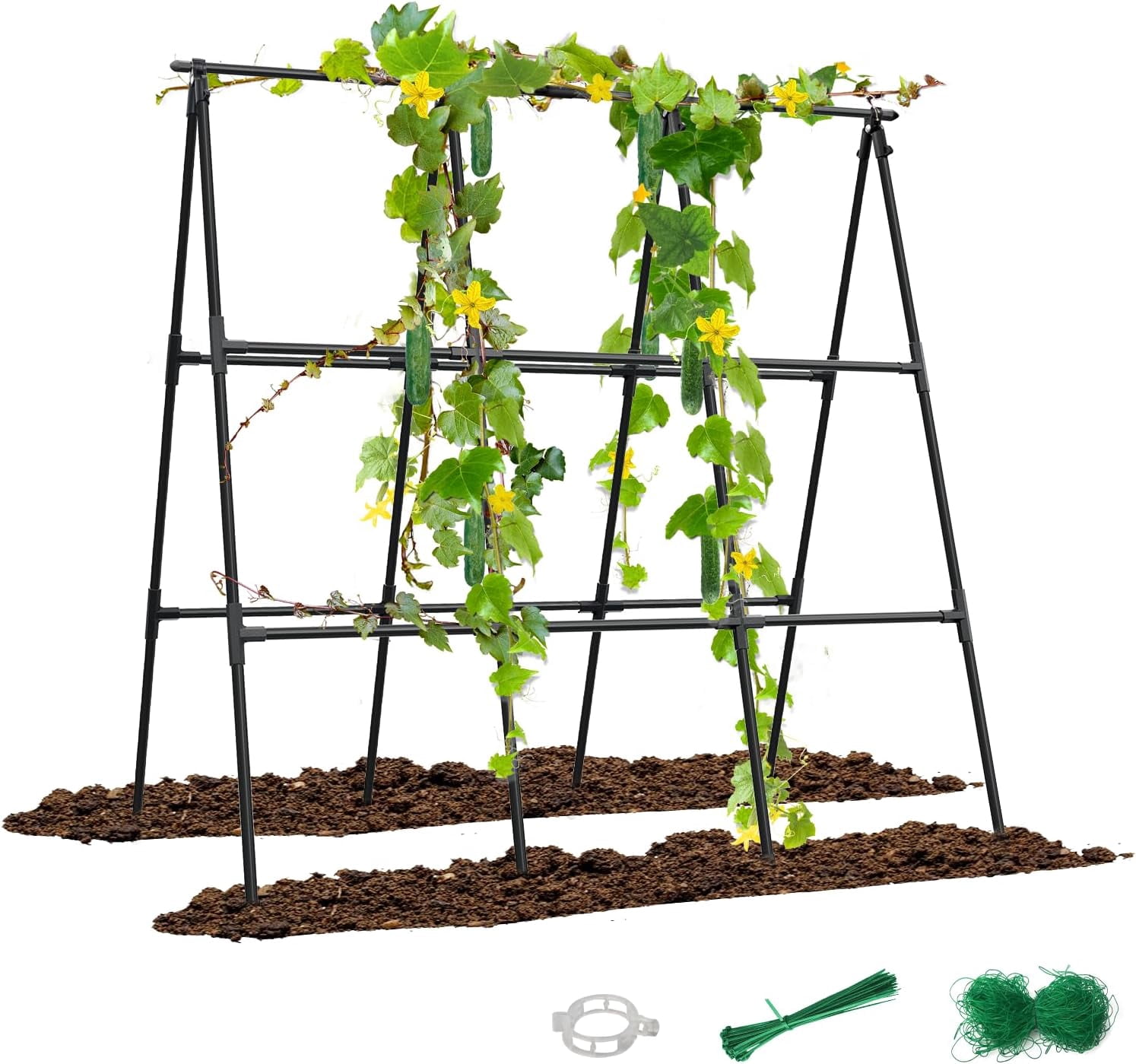 47.2"x47.2" Adjustable A-Frame Cucumber Trellis for Garden Vegetable Trellis, Metal Garden Trellis Arch Plant Grow Support Frame for Climbing Plants Support Vegetable Flower Fruits Vine