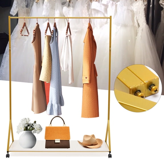 47.24*15.74*63 inch Modern Floor Standing Rectangular Gold Exquisite Clothes Rack for Bedrooms, Bathrooms