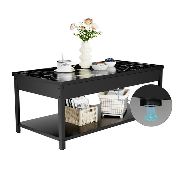 KAER 47.24" Coffee Table, Biometric Coffee Table with Hidden Compartment, Unassembled Coffee Table Storage for gun, document, valuable