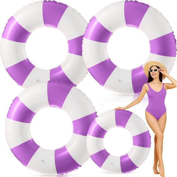 47.24 Inch Jumbo Inflatable Pool Floats for Adult White Striped Pool Inner Rings Swimming Inflatable Floaties Tube Women Summer Beach Bachelorette Wedding Decor