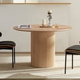 thumbnail image 1 of 47.24 Inch Leisure Coffee Table, Mid-Century Round Bedside Table, Round Fluted Side Table with MDF Handcraft Pedestal, Modern Wooden Table for Dining Room/Living Room/Restaurant, Oak, 1 of 9