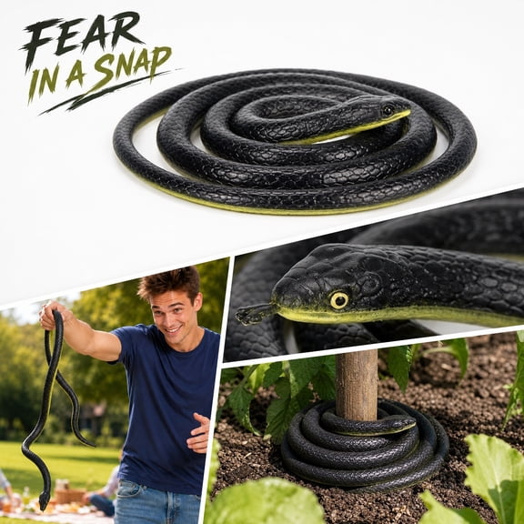 47.24 Inch, Realistic Fake Snakes Toy Soft Rubber Snake Realistic Keep Birds and Squirrels Away, Rattlesnake Toys for Garden Gift Childrens Day Party Favors or Halloween Decoration Props