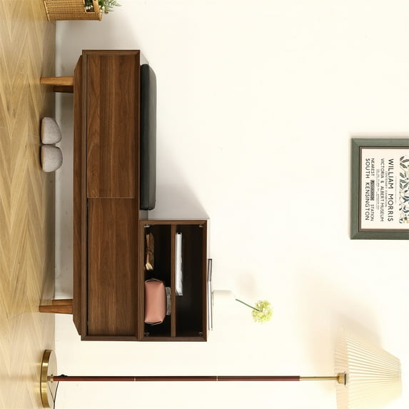 47.24 Inch Shoe Storage Bench Entryway Modern Shoe Changing Cabinet With Cushion Shoe Rack For Hallway Bedroom