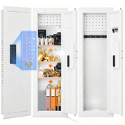 47.24" Wall Safe Between the Studs, Hidden Fingerprint Safe with Removable Pegboard, Wall Gun Safe with Magnetic Slot and 3 Adjustable Shelves White