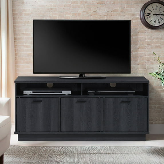 47.24 in. Charcoal Oak Wood TV Stand with 3 Storage Cabinets Fits TV's up to 55 in.