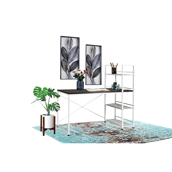 47.24-inch Rectangular Desk that Flips to Shelf for Mid-Century Modern Bedrooms