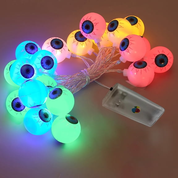 47.24in Halloween Eyeball String Lights – Remote Control Multi-Color LED Eyeball Decor for Spooky Party, Haunted House & Porch Displays