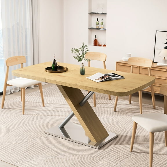 47.25"-63" Dining Table, Naturalistic Appearance, Seats 4-6, Retractable, & Steel Shade, Strong +