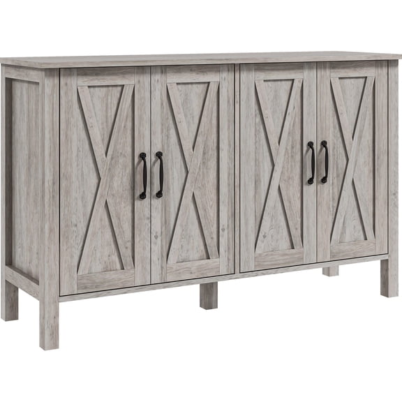 47.25" Gray Wood Grain Storage Cabinet / Multi-functional Use in Dining and Living Spaces