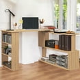 thumbnail image 1 of 47.25 Inch L-Shaped Desk with Open Storage Shelves and Natural Wood Finish - Natural, 1 of 4
