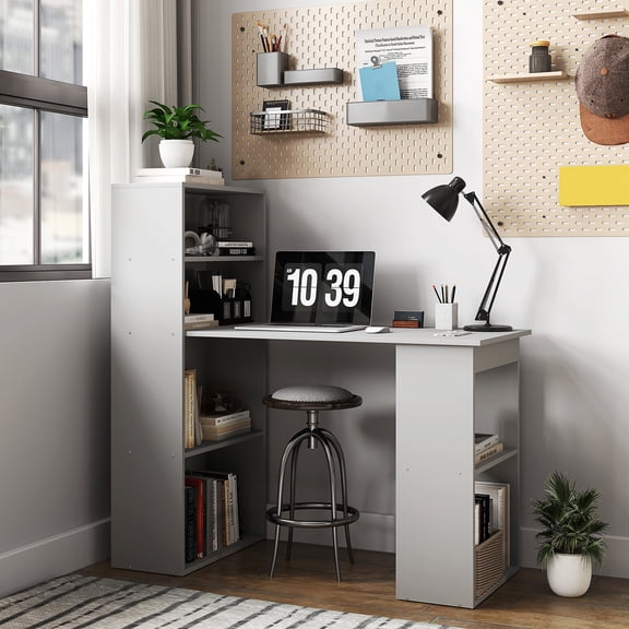 47.25" L Compact Computer Desk with 6 Shelves Storage Shelves Writing Desk Workstation