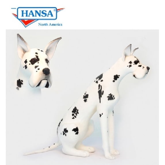 47.25" Life Size Handcrafted Harlequin Great Dane Stuffed Animal