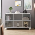 thumbnail image 1 of 47.25" Metal and Glass Cabinet with Sliding Door | Use in Kitchen, Dining Area for Easy Storage, 1 of 7
