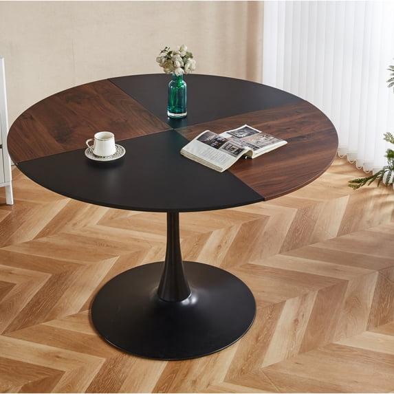 47.2inch Tulip Round Table For Dining, Office, Coffee - & Metal Build 120x120x74cm Stable, Fashionable, Simple Assembly Required Dining Table, Office 120x120x74cm Easy To Assemble Furniture Option